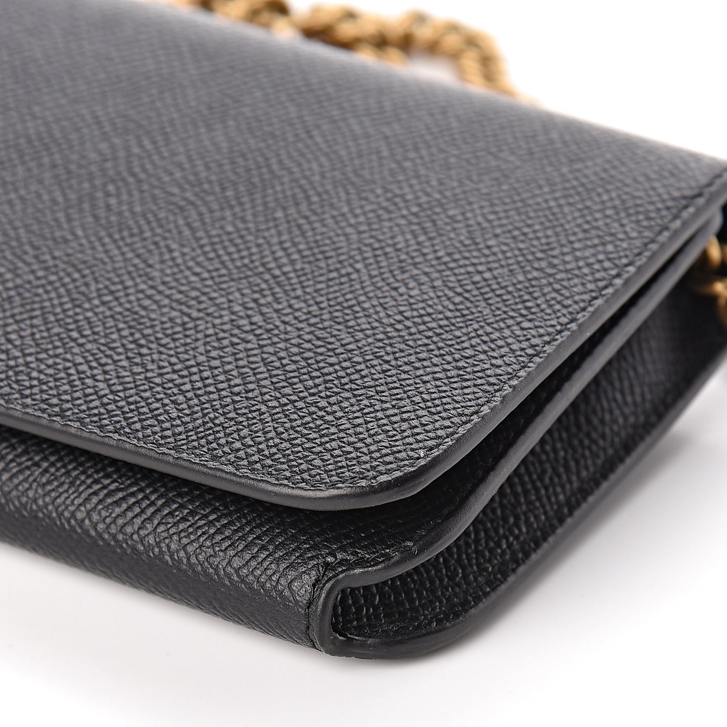 Grained Calfskin BB Phone Holder Wallet On Chain Black