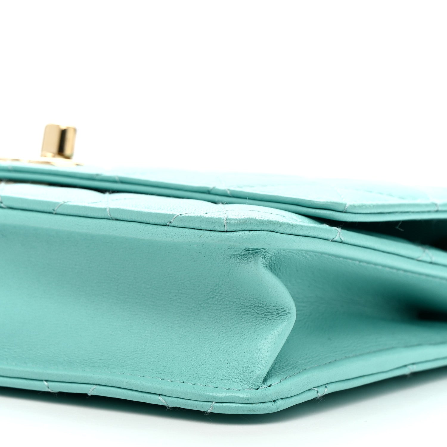 Chanel Lambskin Quilted Trendy CC Wallet On Chain WOC Turquoise 10 of 10