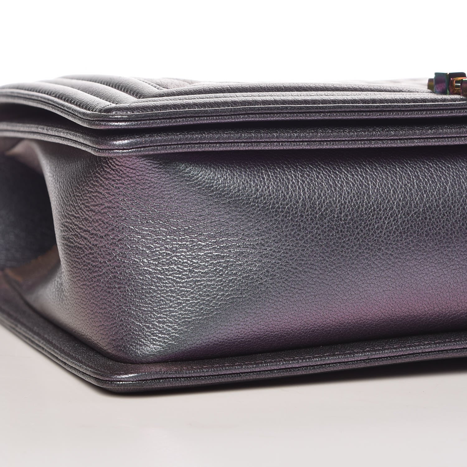 Chanel Iridescent Goatskin Quilted New Medium Boy Flap Purple 8 of 10