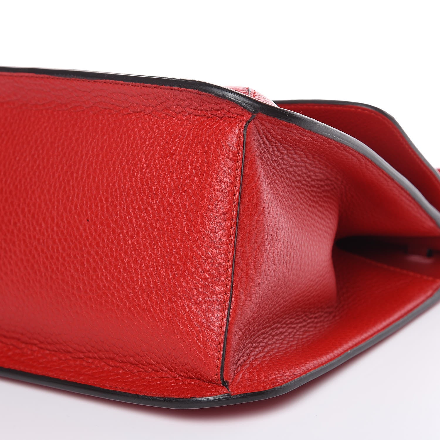 Gucci Pebbled Calfskin Bamboo Daily Flap Shoulder Bag Red 8 of 10
