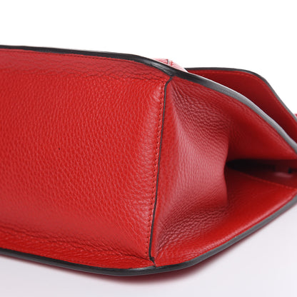 Gucci Pebbled Calfskin Bamboo Daily Flap Shoulder Bag Red 8 of 10