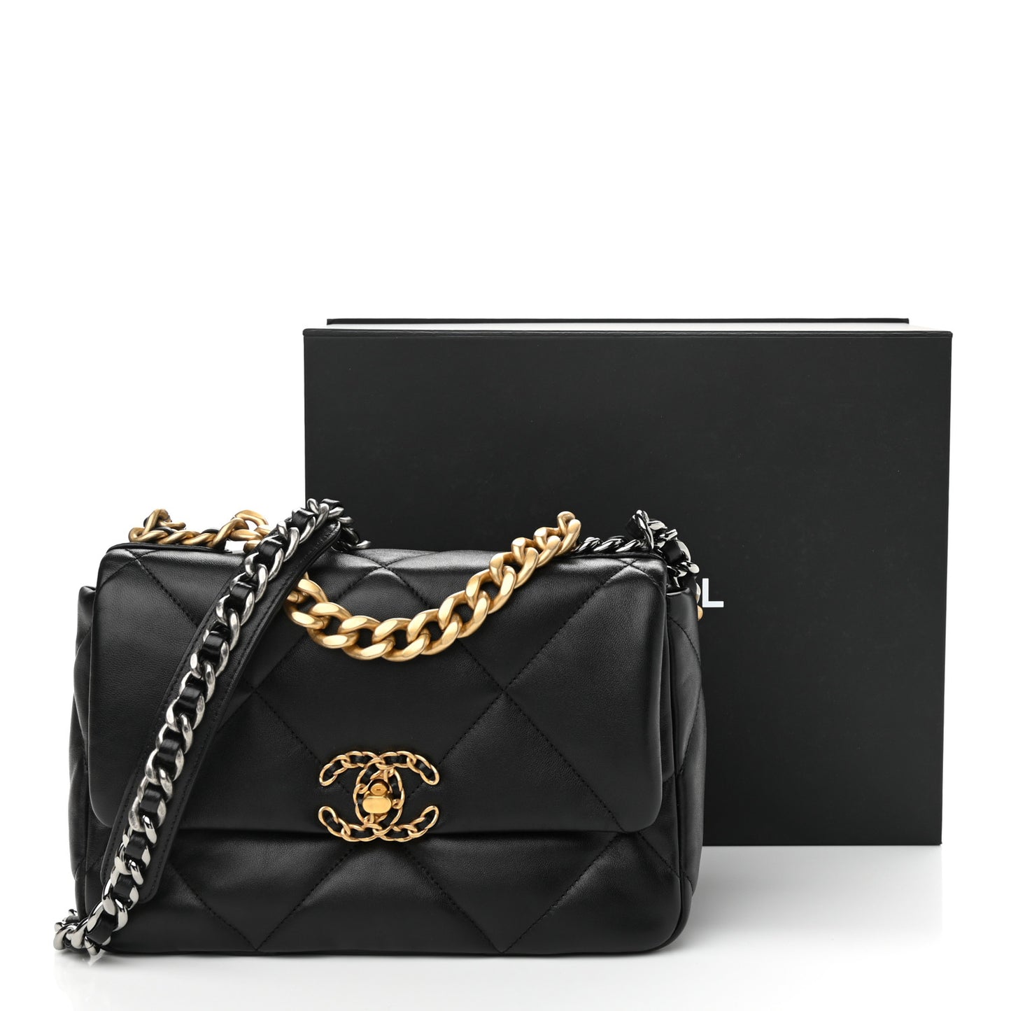 Goatskin Quilted Medium Chanel 19 Flap Black