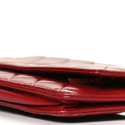 Chanel Lambskin Quilted Wallet On Chain WOC Red 10 of 12