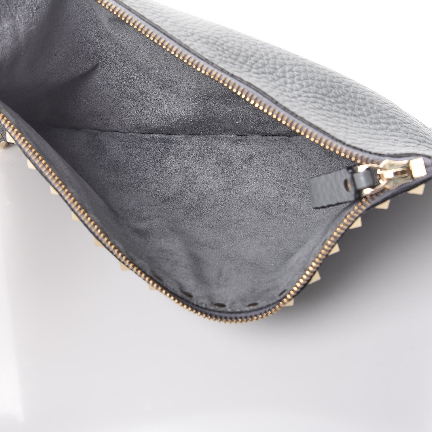 Valentino Garavani Pebbled Calfskin Large Rockstud Zip Pouch Light Stone 5 of 8