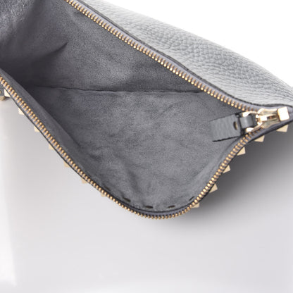 Valentino Garavani Pebbled Calfskin Large Rockstud Zip Pouch Light Stone 5 of 8