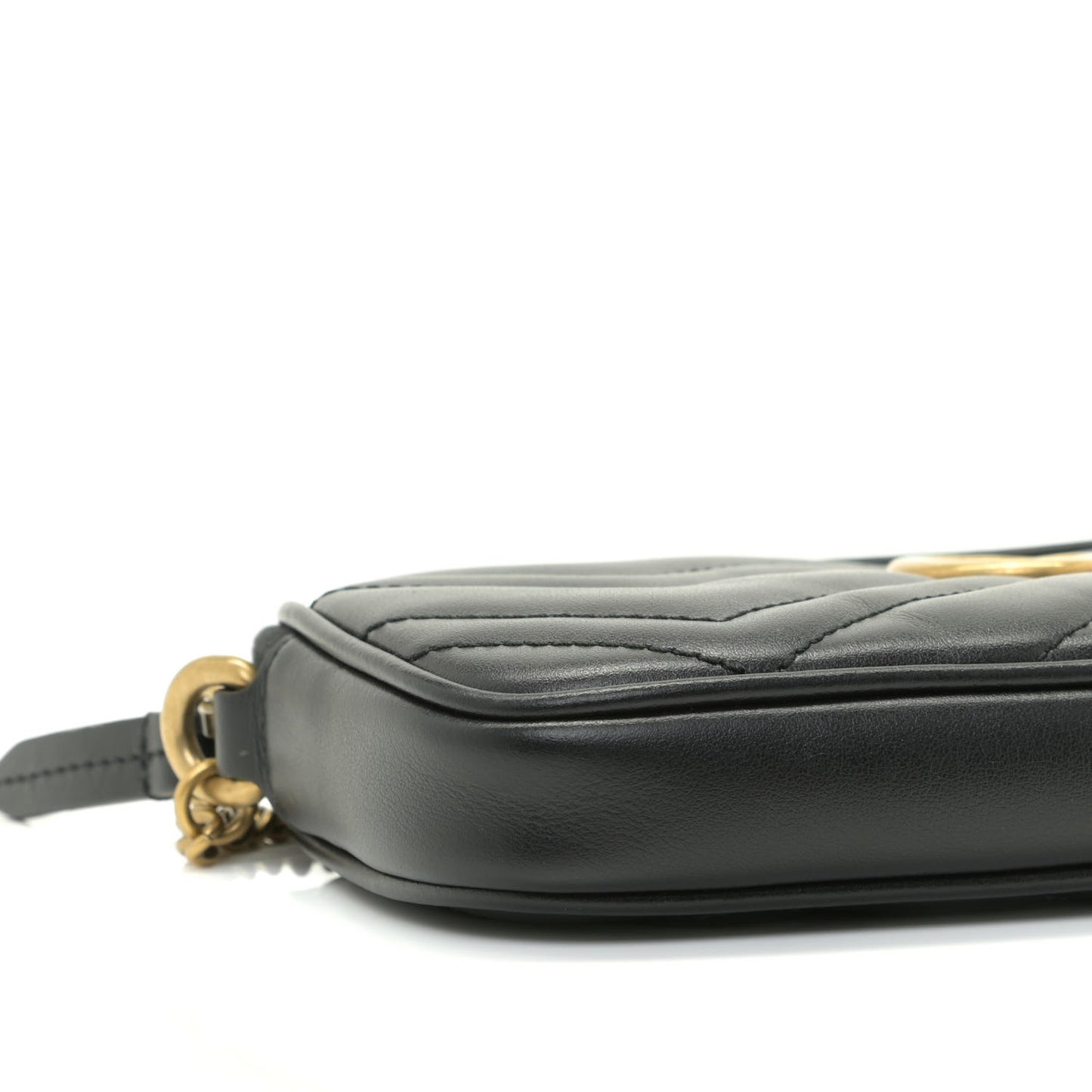 Calfskin Matelasse Mini GG Marmont Chain Crossbody Bag Black