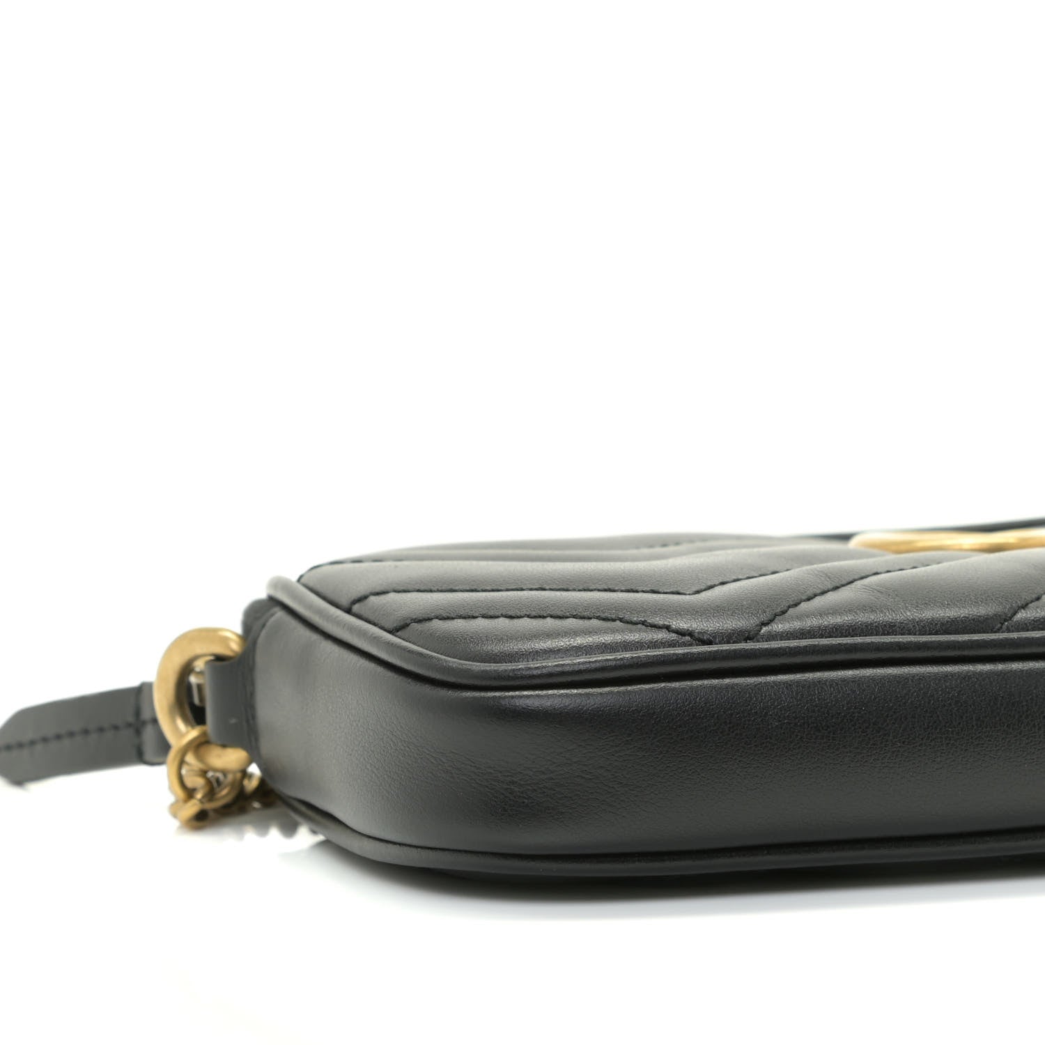 Gucci Calfskin Matelasse Mini GG Marmont Chain Crossbody Bag Black 5 of 9