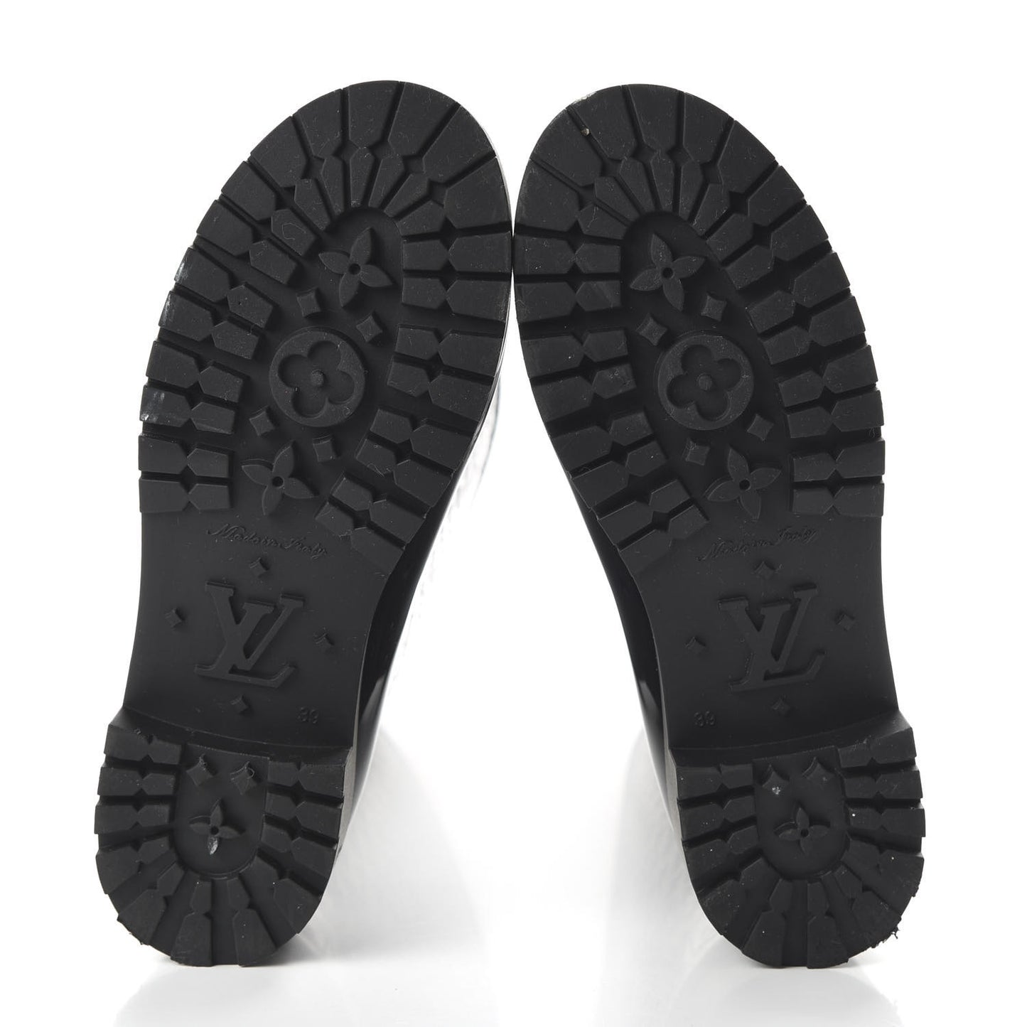 Rubber Embossed Monogram Splash Rain Boots 39 Black