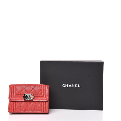Chanel Caviar Quilted Small Boy Flap Wallet Red 10 of 10