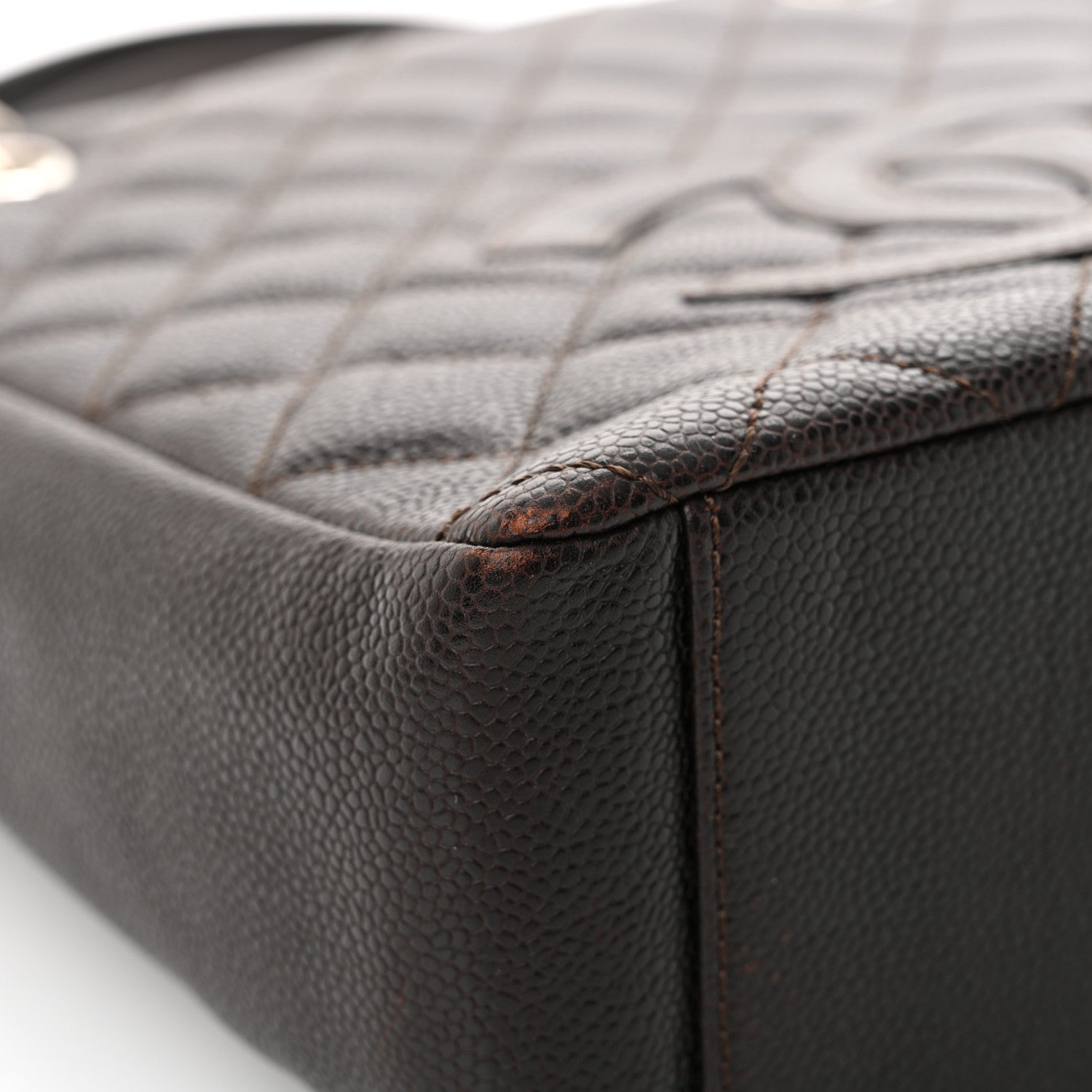 Chanel Caviar Quilted Petit Shopping Tote PST Dark Brown 9 of 16