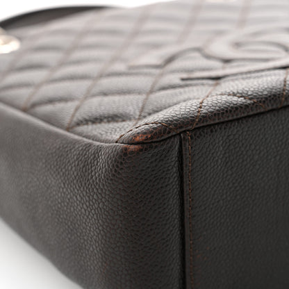 Chanel Caviar Quilted Petit Shopping Tote PST Dark Brown 9 of 16
