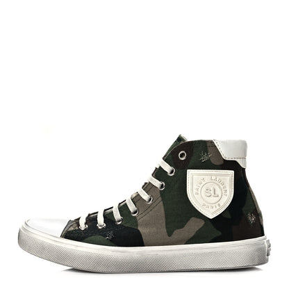 Saint Laurent Distressed Canvas Camouflage Print Bedford Hightop Sneakers 36 1 of 12