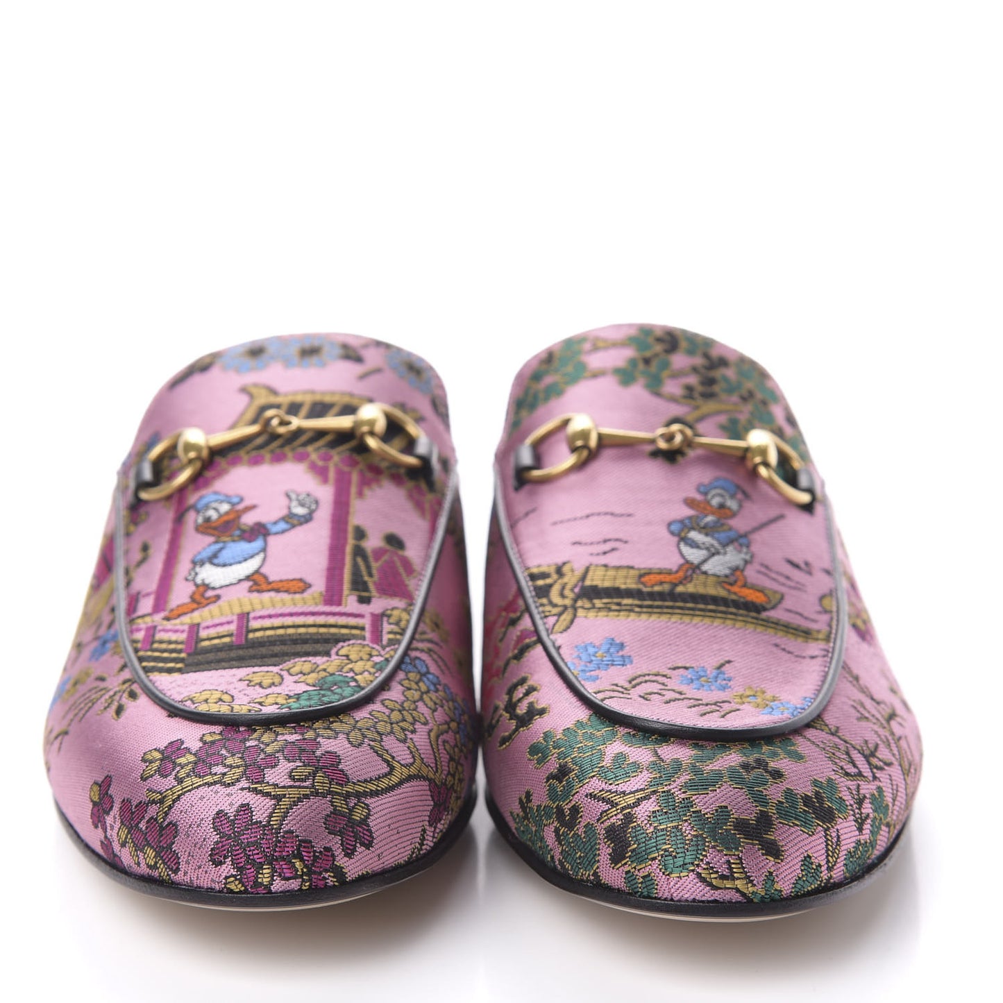 X DISNEY Jacquard Japanese Donald Duck Womens Princetown Slippers 41 Pink Black