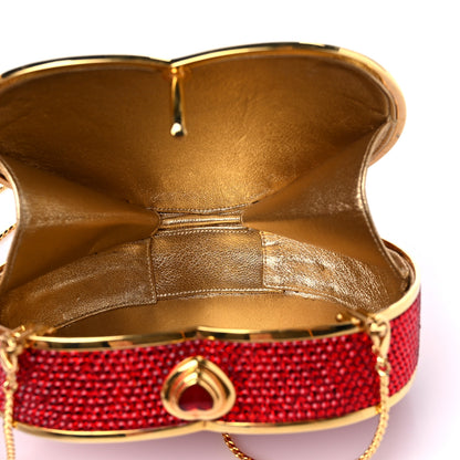 Judith Leiber Swarovski Crystal Heart Minaudiere Clutch Red Gold 5 of 10