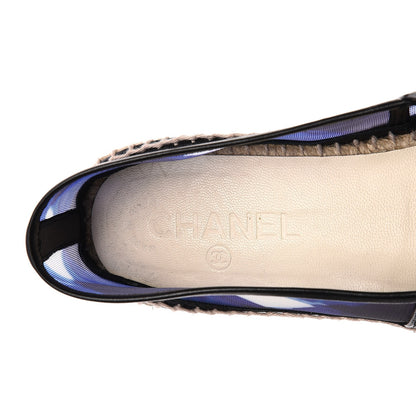 Chanel Mesh Lambskin Check Print CC Espadrilles 39 Blue Black White 6 of 8