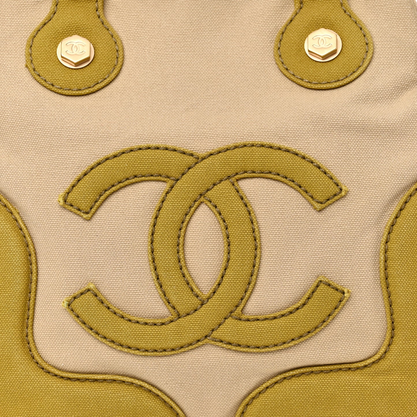 Canvas CC Handbag Green Pink Beige