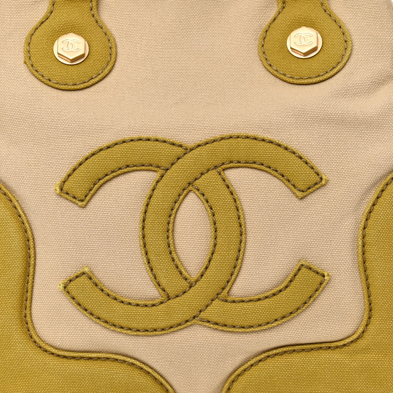 Chanel Canvas CC Handbag Green Pink Beige 8 of 11