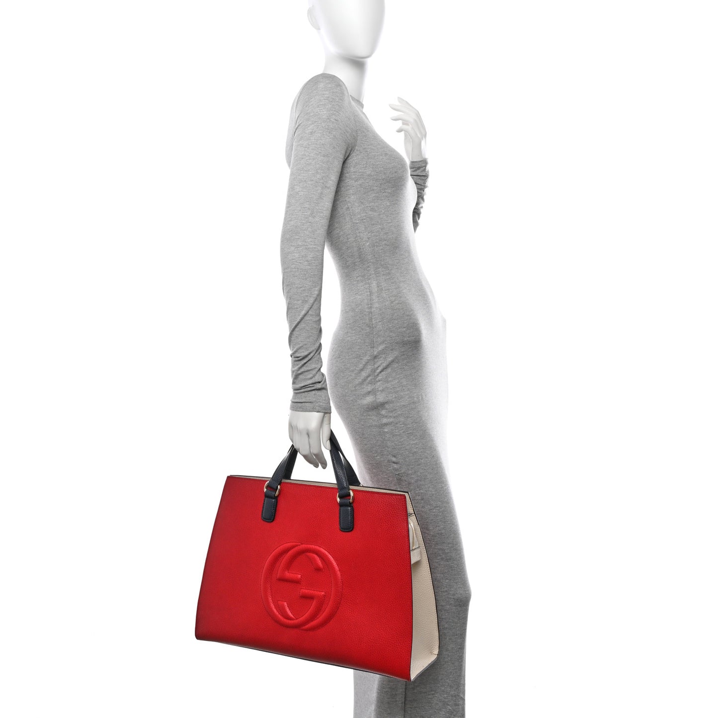 Dollar Calfskin Large Soho Top Handle Satchel Hibiscus Red Mystic White Blue