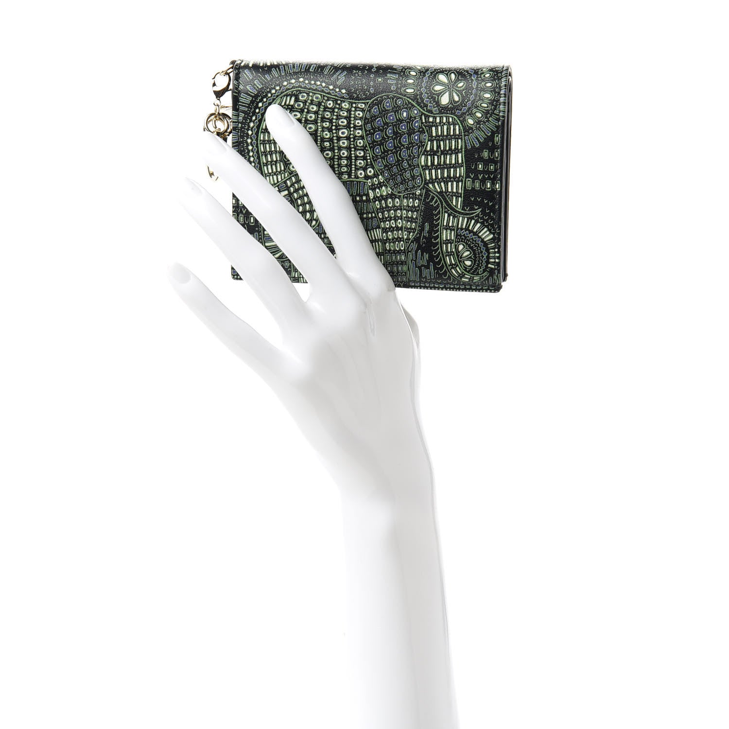 Christian Dior Printed Calfskin Animals Medium Wallet Green Multicolor 2 of 9