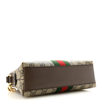 Gucci GG Supreme Monogram Textured Dollar Calfskin Web Small Ophidia Dome Shoulder Bag Beige Ebony New Acero 4 of 13