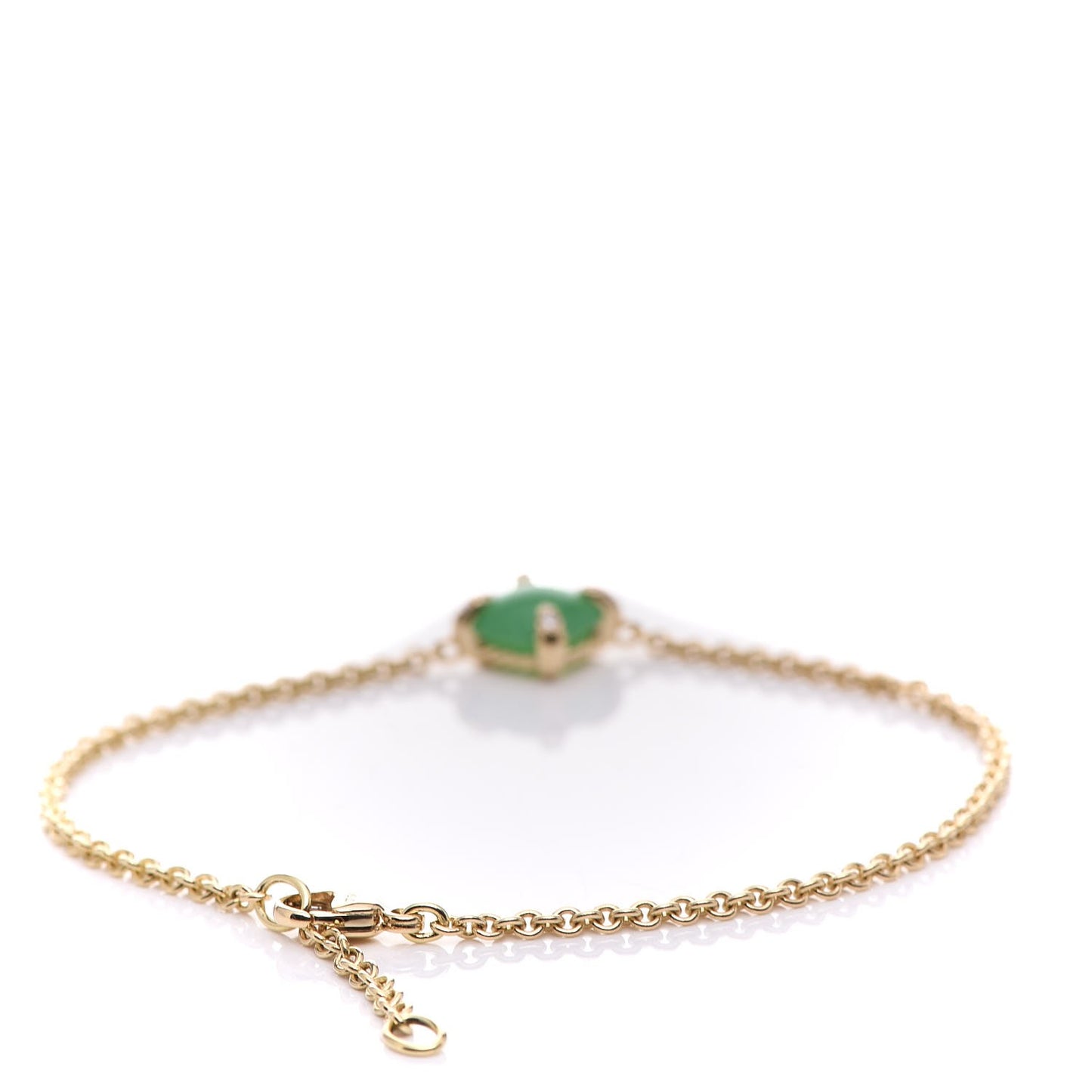 18K Yellow Gold Diamond Chrysoprase 8mm Chatelaine Bracelet