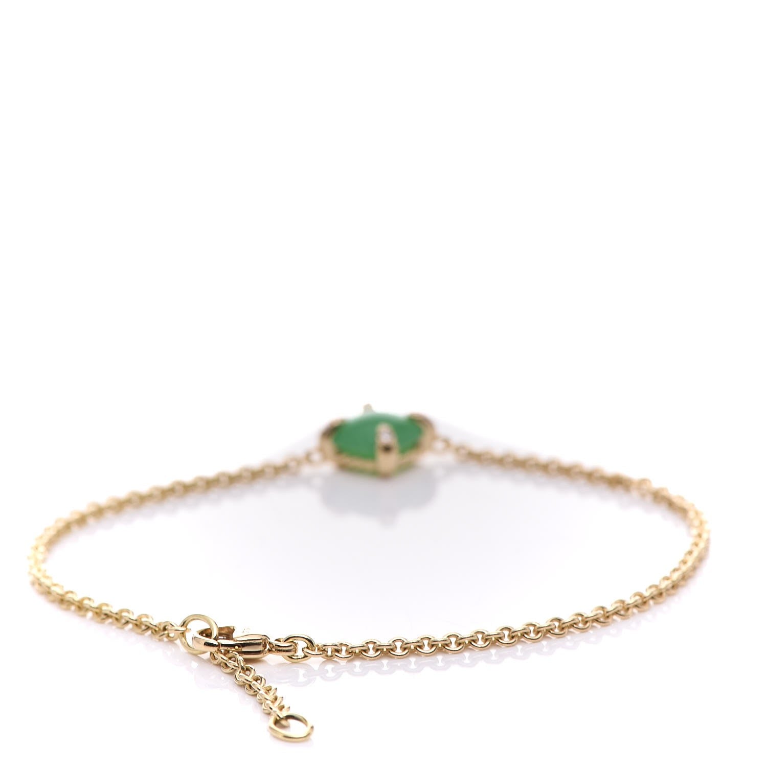 David Yurman 18K Yellow Gold Diamond Chrysoprase 8mm Chatelaine Bracelet 3 of 7