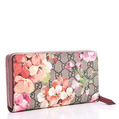 Gucci GG Supreme Monogram Blooms Zip Around Wallet Beige Multicolor Dry Rose 3 of 8