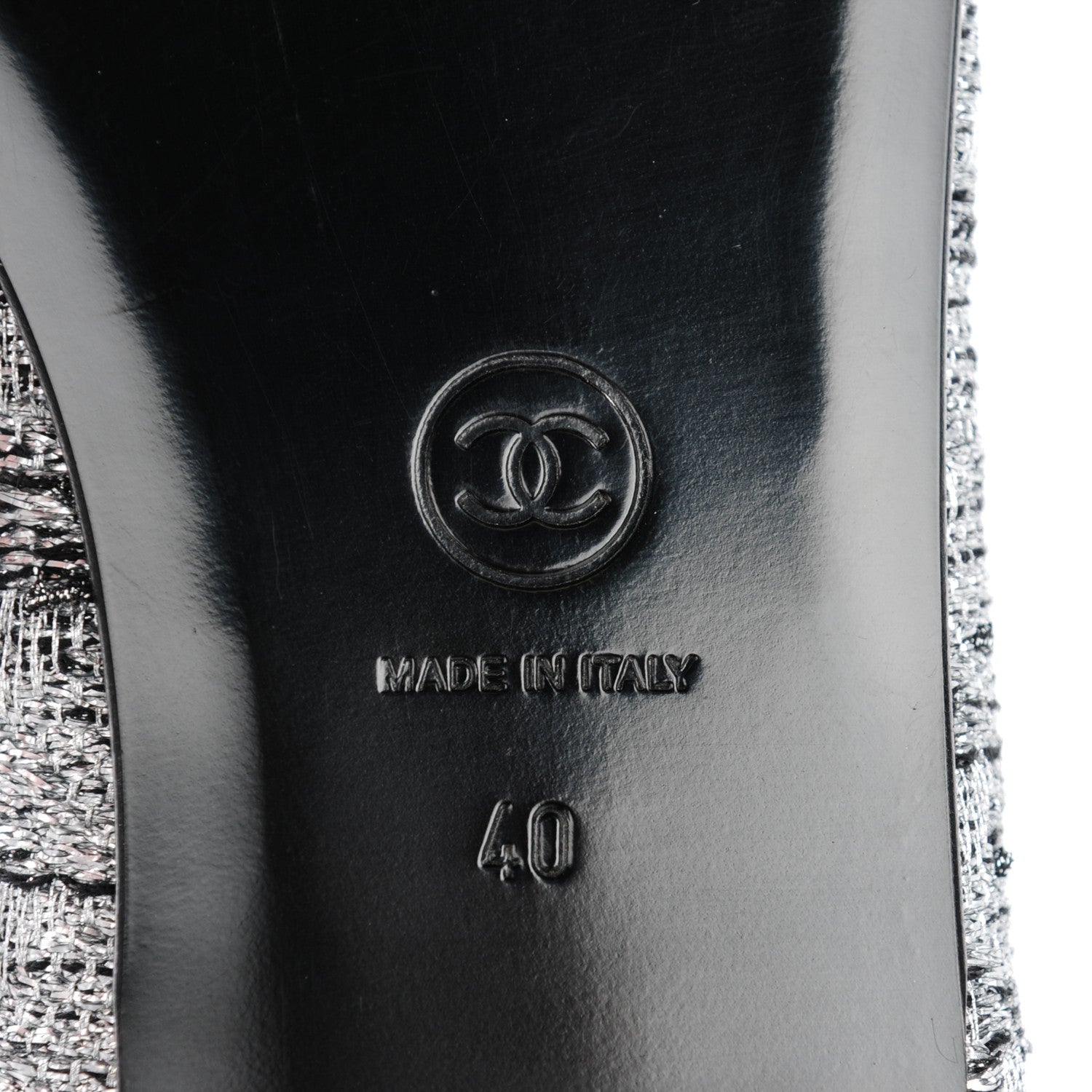 Chanel Tweed Sequin Cap Toe Ballerina Flats 40 Black Blue 7 of 9