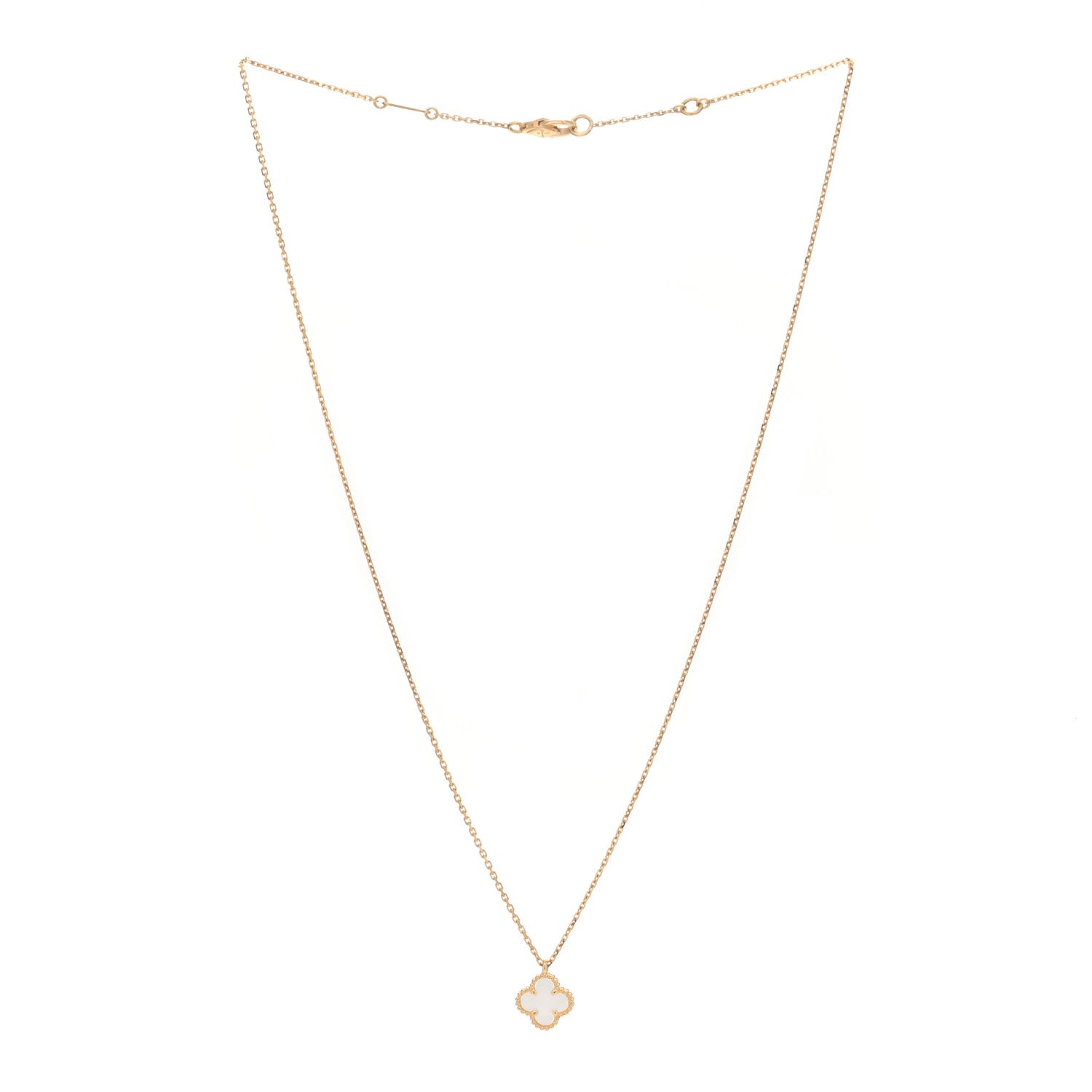 Van Cleef & Arpels 18K Yellow Gold Mother of Pearl Sweet Alhambra Pendant Necklace 2 of 4