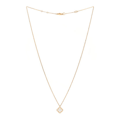 Van Cleef & Arpels 18K Yellow Gold Mother of Pearl Sweet Alhambra Pendant Necklace 2 of 4