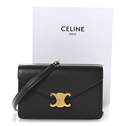 Celine Shiny Calfskin Triomphe Margo Wallet on Chain Anthracite 14 of 14