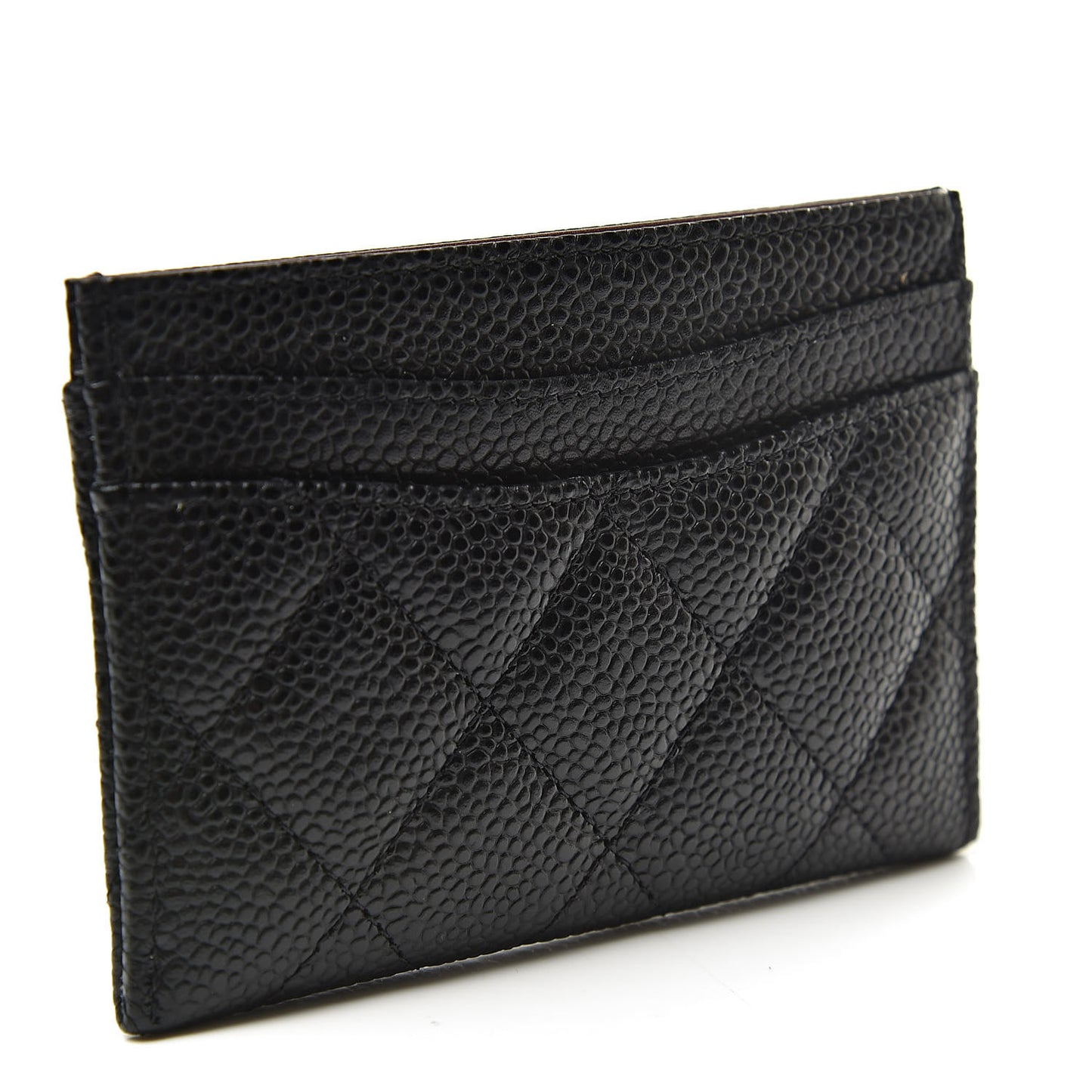 Caviar Quilted Card Holder Black