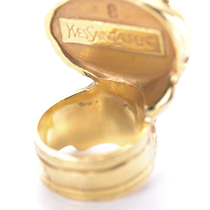 Saint Laurent Glass Cabochon Arty Ovale Ring 8 Gold Lapis 5 of 5