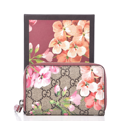 Gucci GG Supreme Monogram Blooms Zip Around Card Case Wallet Beige Multicolor Dry Rose 7 of 7