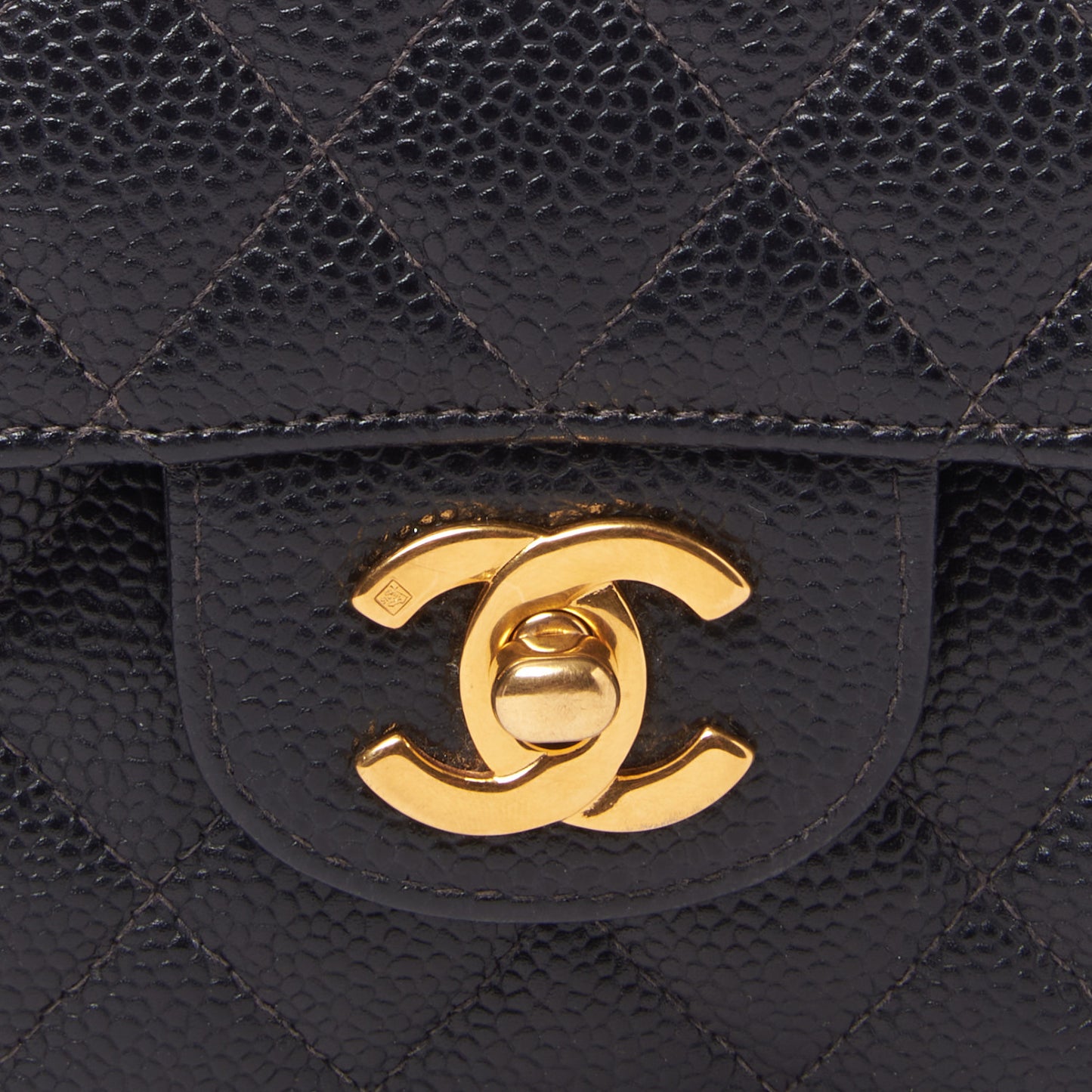Caviar Quilted Medium Double Flap Black