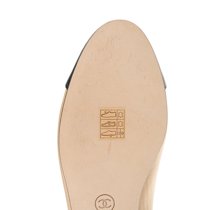 Chanel Lambskin Cap Toe CC Ballerina Flats 38 Beige Black 9 of 12