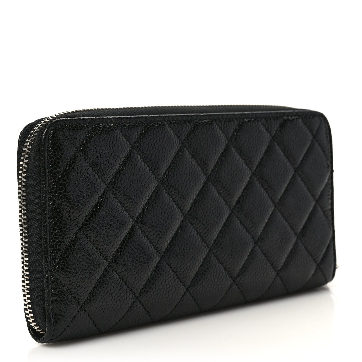 Caviar Quilted Incognito Large Gusset Zip Around Wallet Black