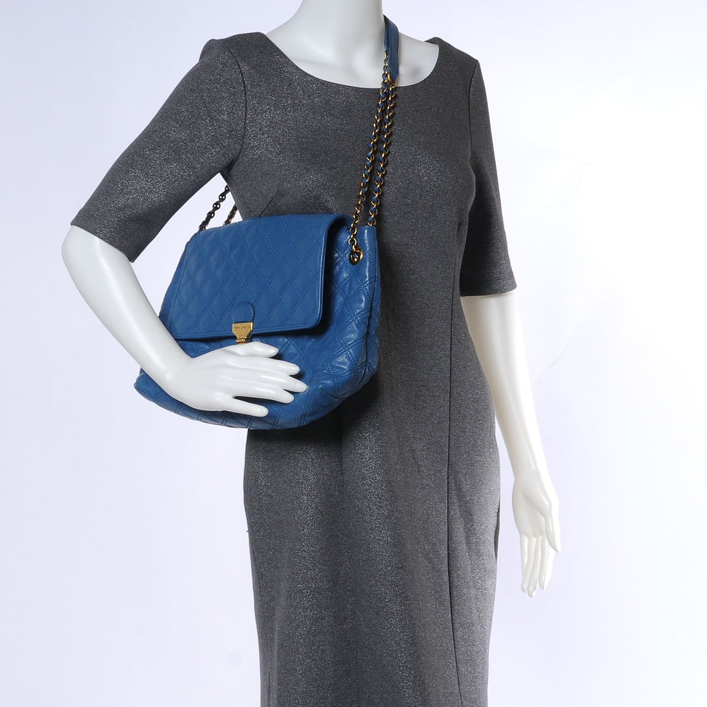 Leather Baroque Single Flap Blue