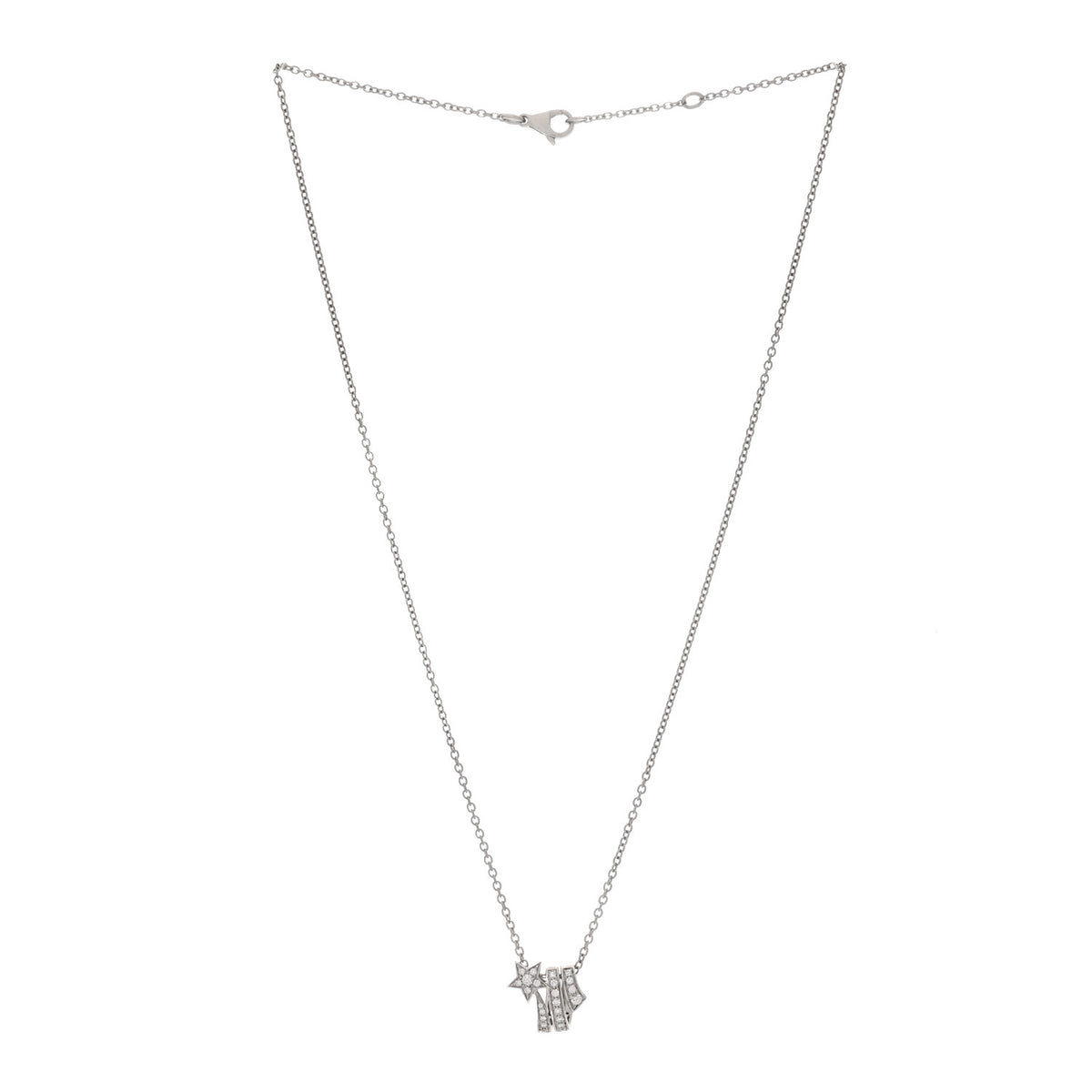 Chanel 18K White Gold Diamond Comete Geode Pendant Necklace 2 of 6