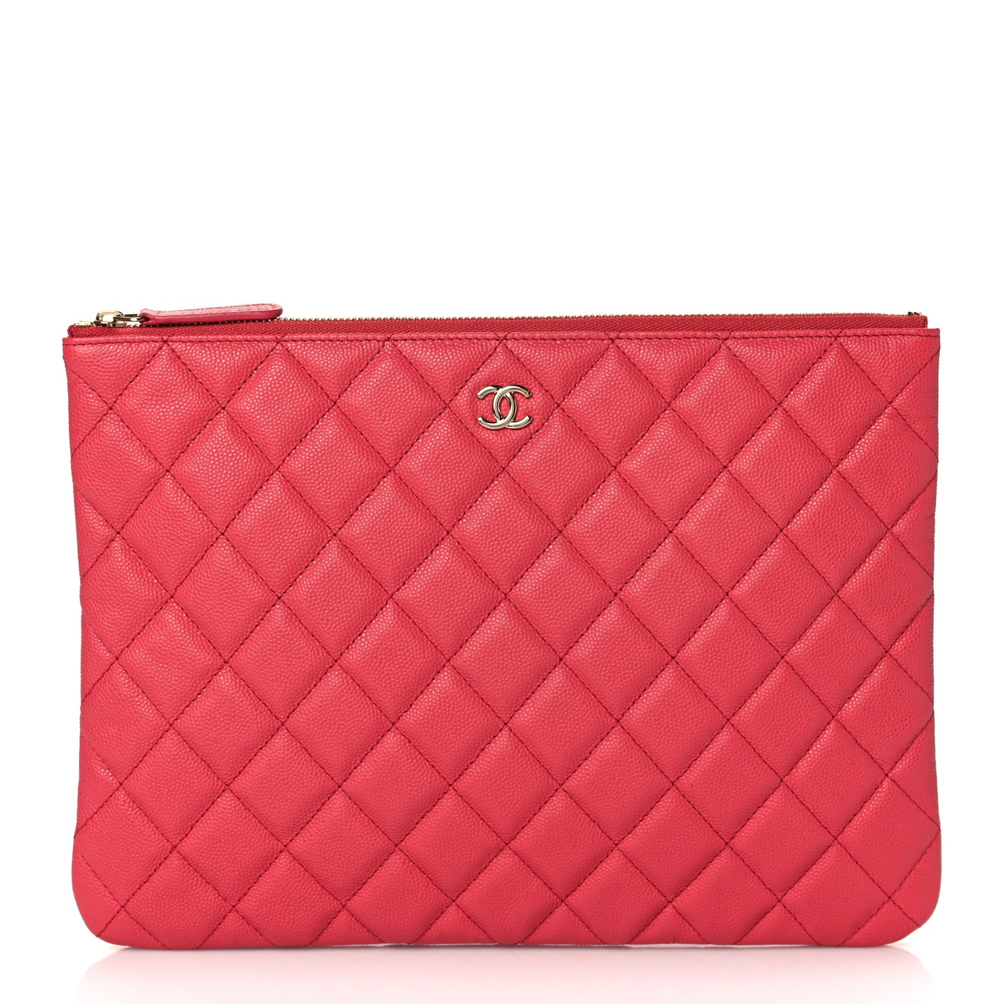 Caviar Quilted Medium Cosmetic Case Dark Pink
