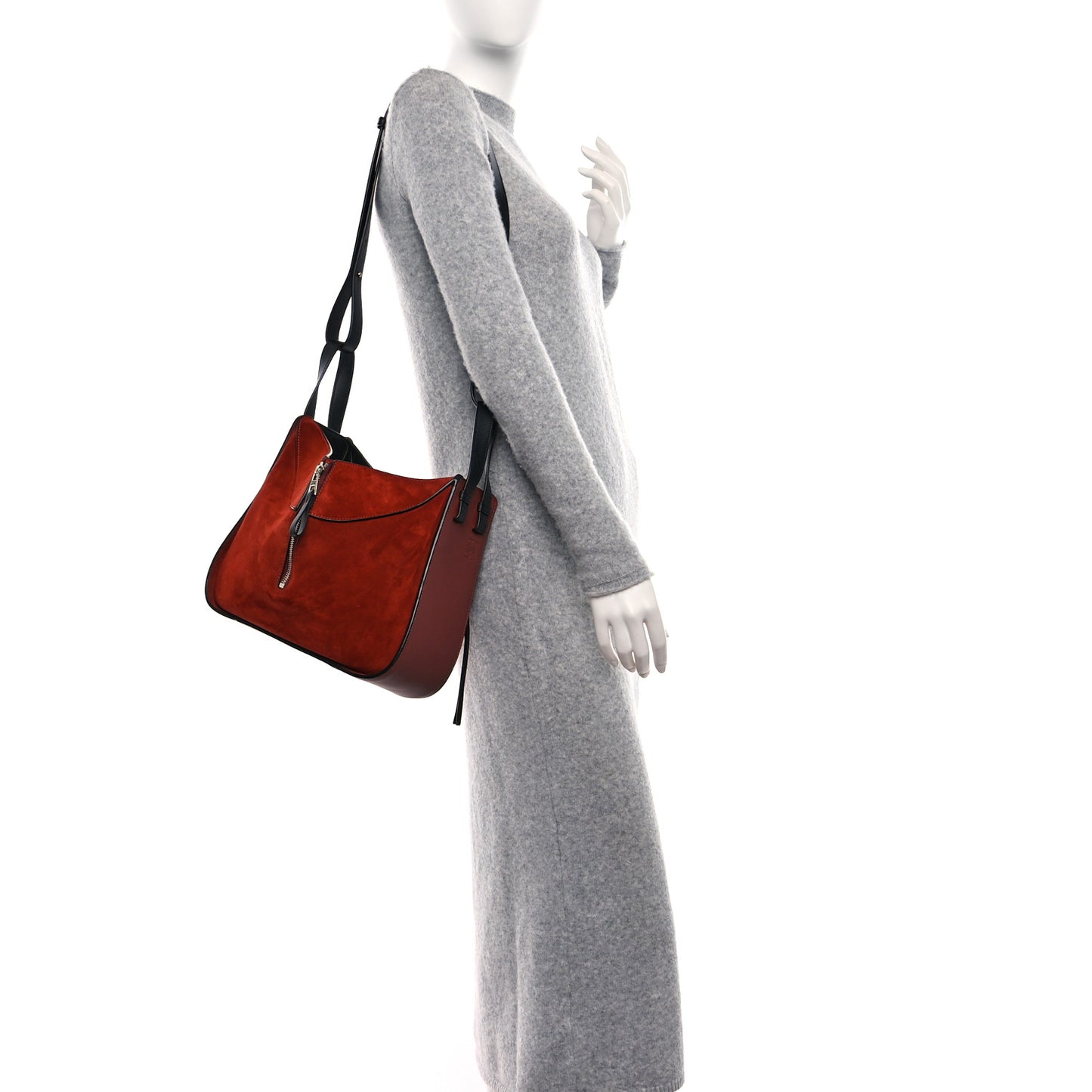 Calfskin Suede Small Hammock Shoulder Bag Red