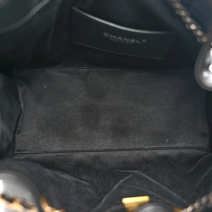 Chanel Shiny Crumpled Calfskin Quilted Small Chanel 25 Handbag Black 5 of 16