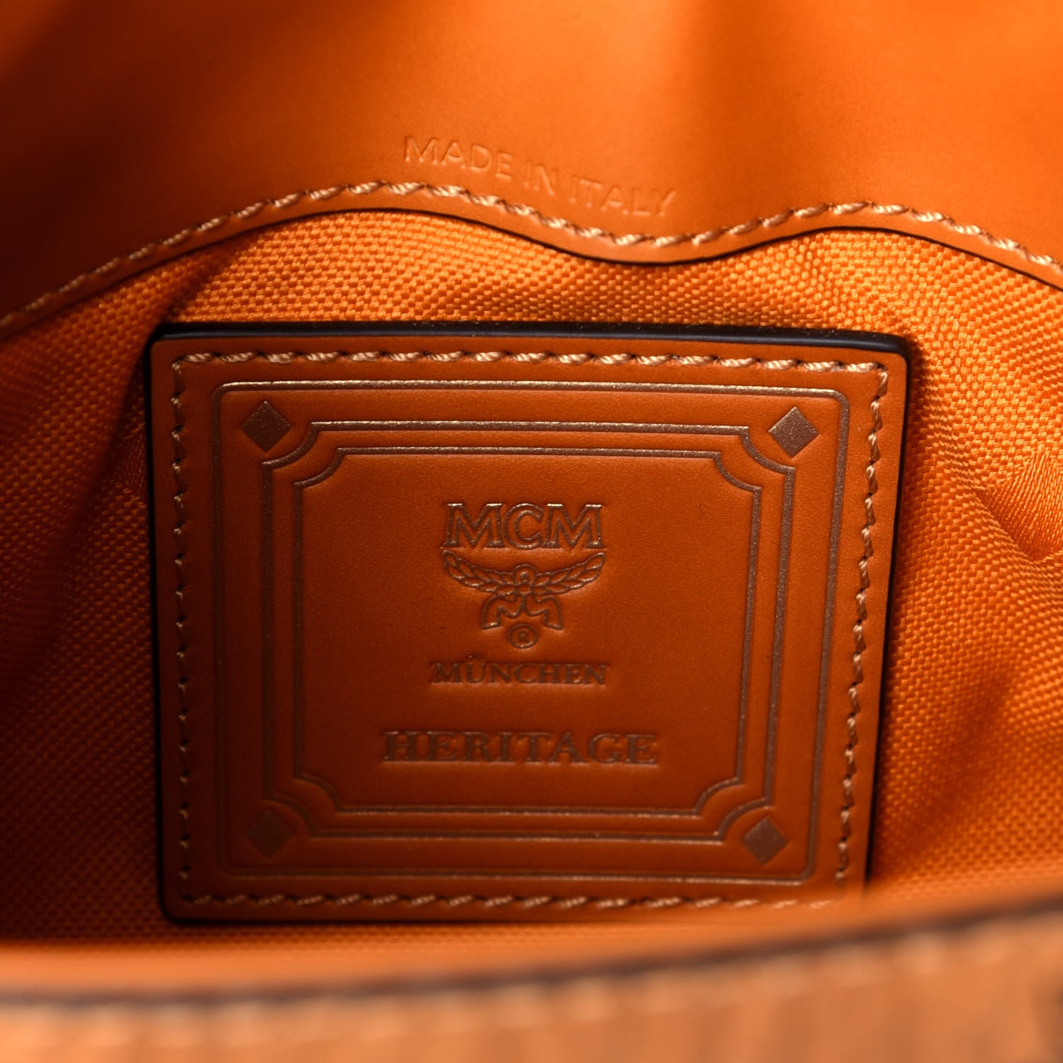 MCM Visetos X-Mini Heritage Top Handle Satchel Cognac 7 of 10