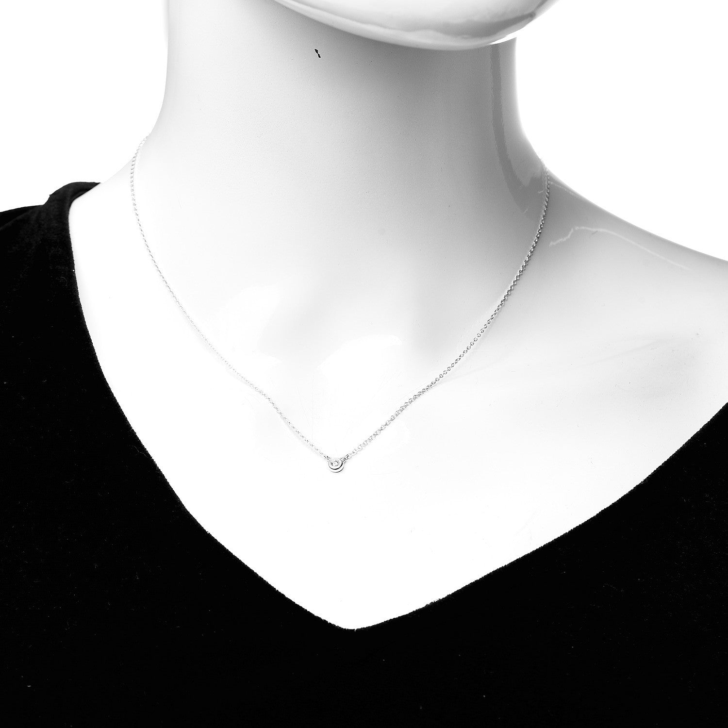 Tiffany Sterling Silver Diamond .05ct Elsa Peretti Diamonds by the Yard Pendant Necklace 2 of 8