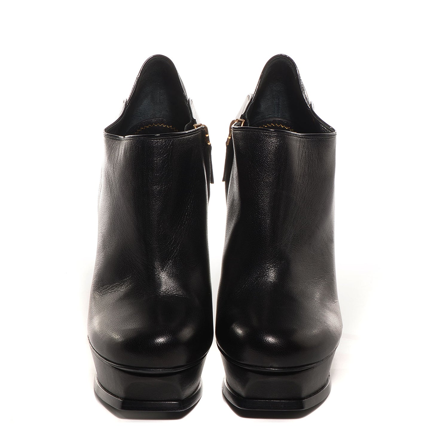 Calfskin Tribute Platform Booties 41 Black
