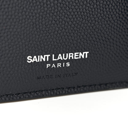 Saint Laurent Grain De Poudre Matelasse Chevron Small Monogram Passport Case Deep Marine 6 of 7