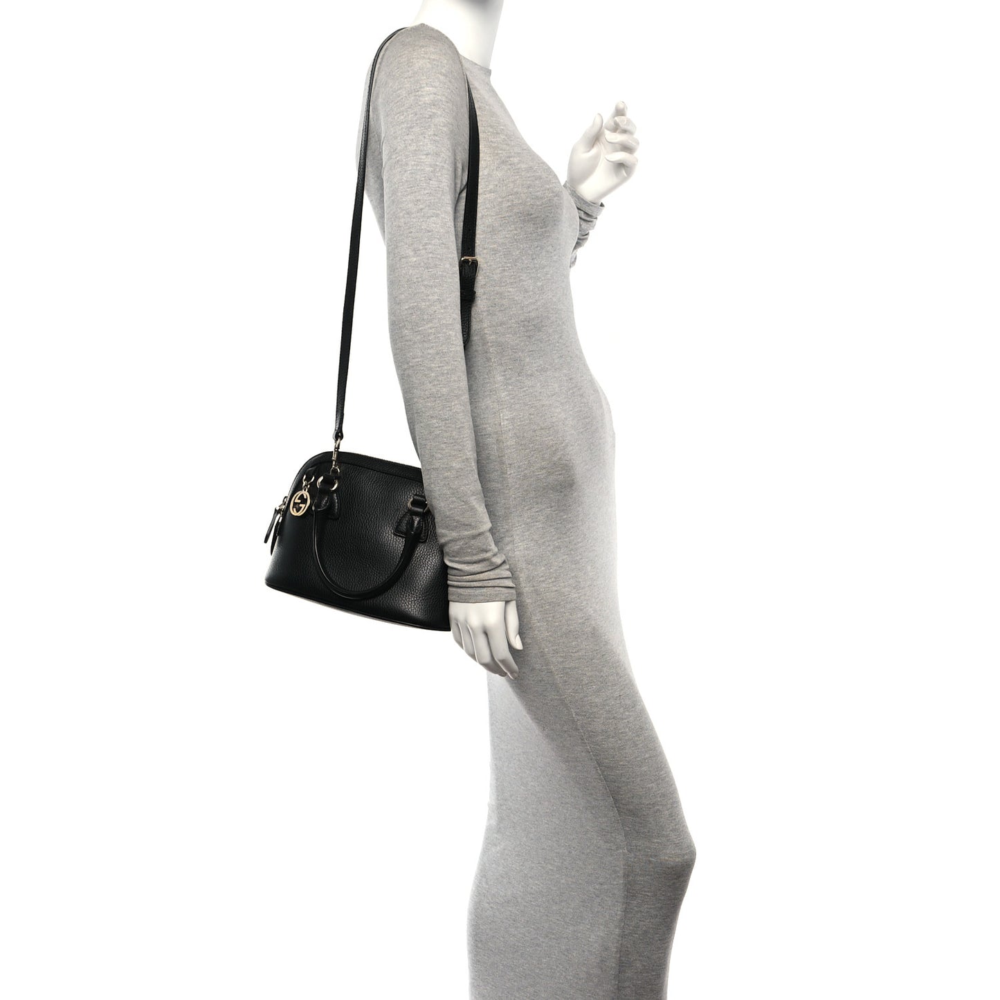 Dollar Calfskin Small GG Charm Dome Bag Black