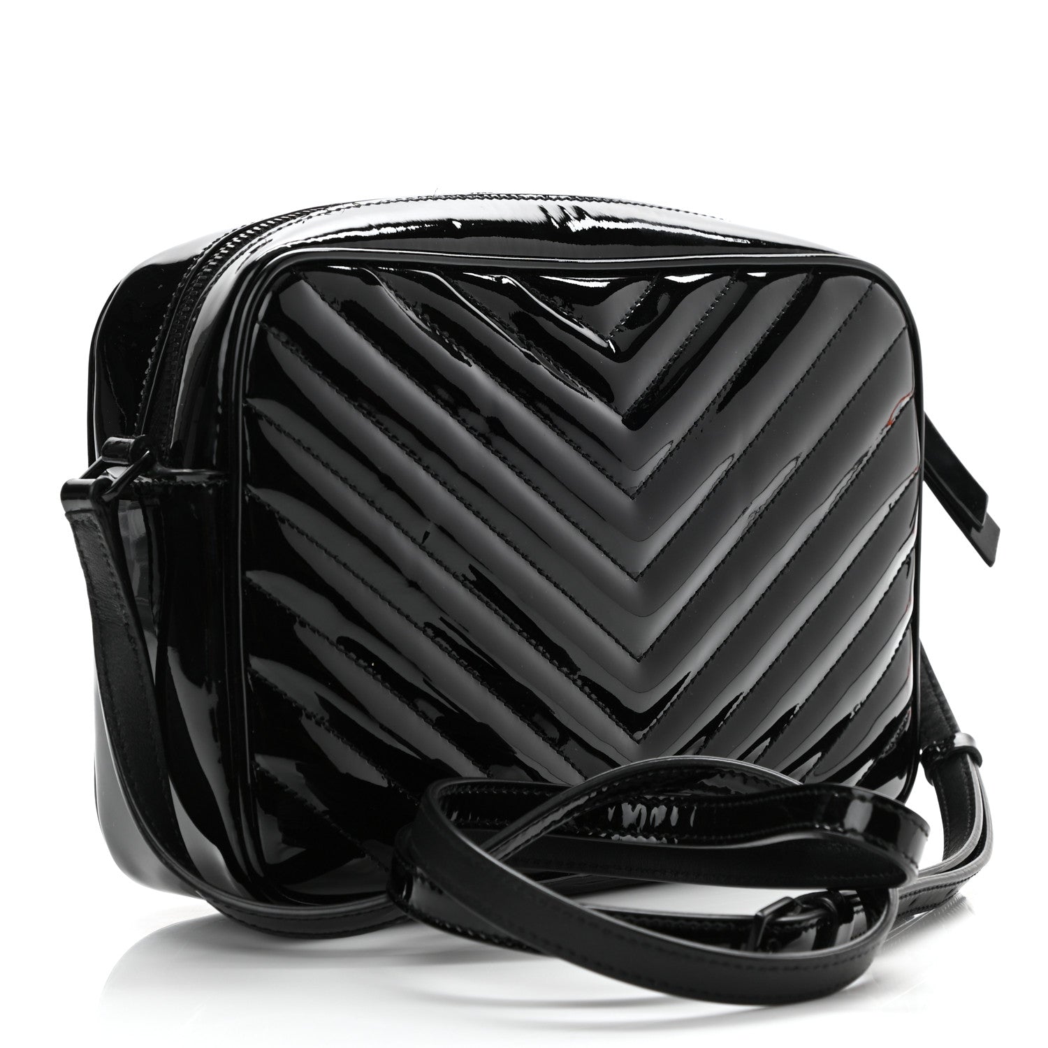 Saint Laurent Patent Calfskin Matelasse Monogram Lou Camera Bag Black 3 of 8