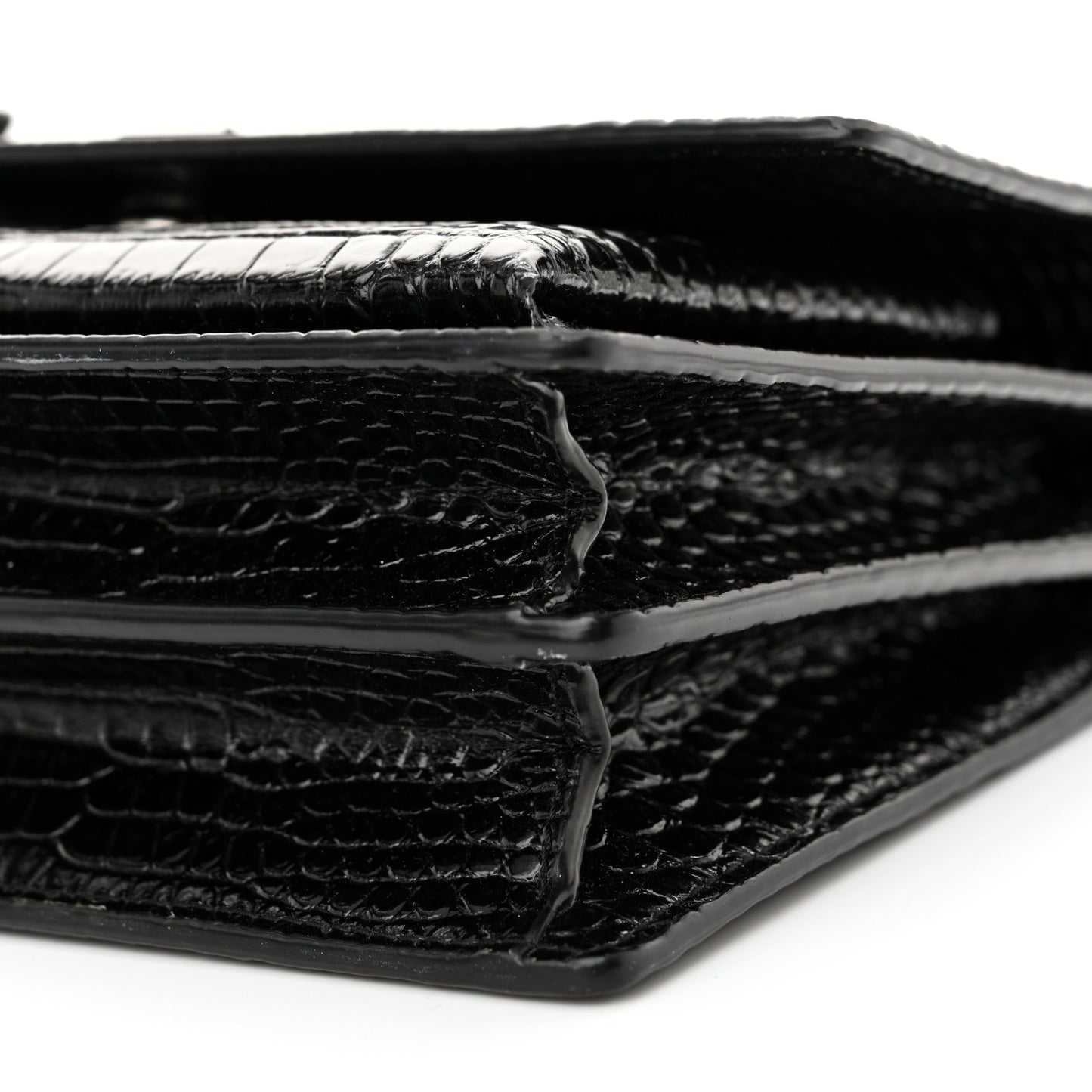 Calfskin Crocodile Embossed Medium Monochrome Monogram Sunset Black