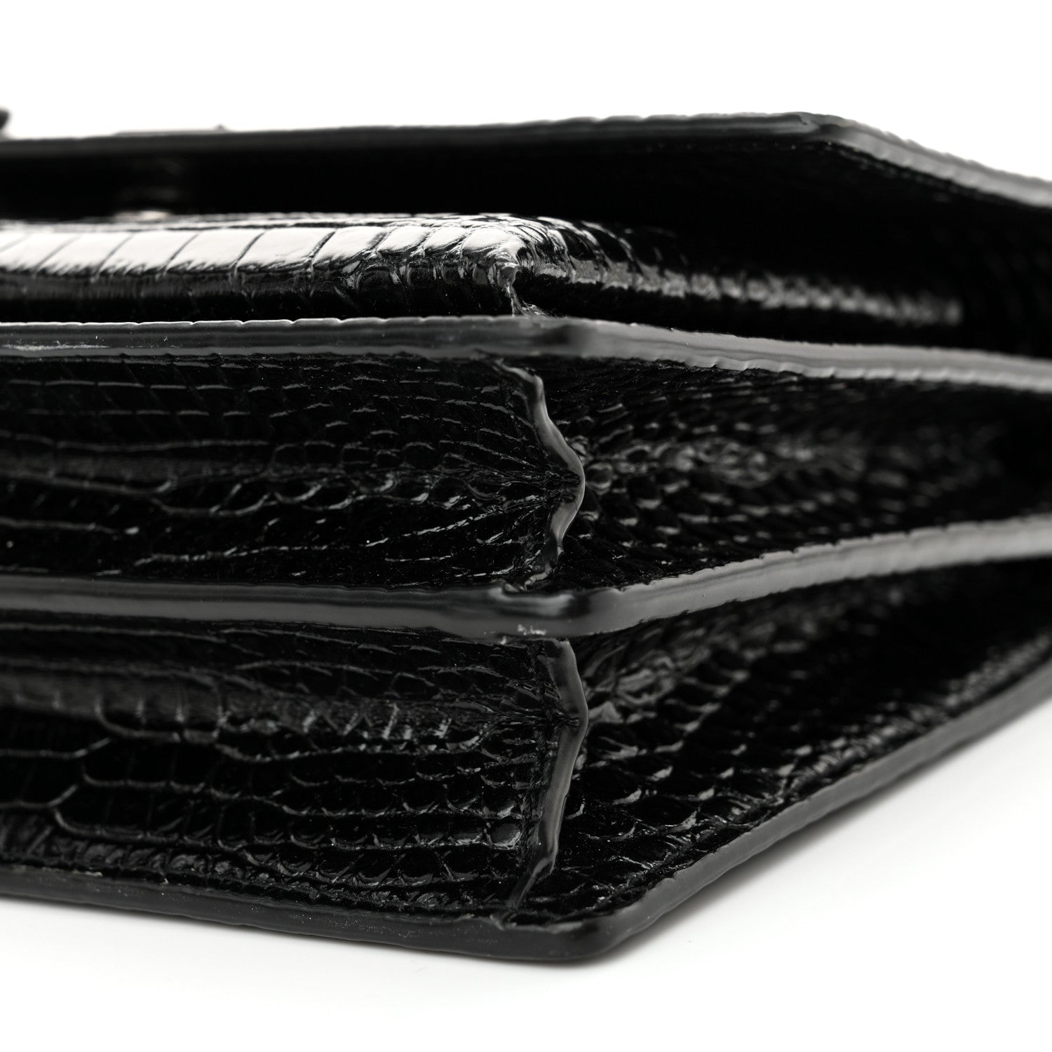 Saint Laurent Calfskin Crocodile Embossed Medium Monochrome Monogram Sunset Black 10 of 14